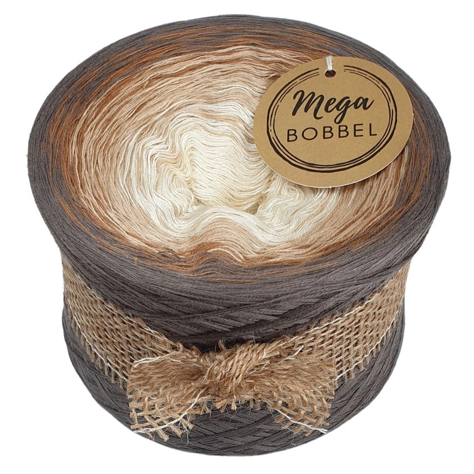MegaBobbel*Elegantes Taupe*410*Fäden+Länge n. Wahl*Verlaufsgarn Wolle GP:80€/kg