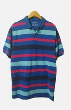 Saddlebred Perfect Polo Shirt Mens L Short Sleeve Blue Stripe Pullover