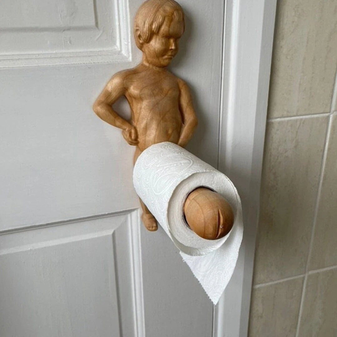 Funny Wood Toilet Paper Holder Roll Tissue Wall Mounted Papers Holder Towel  Rack