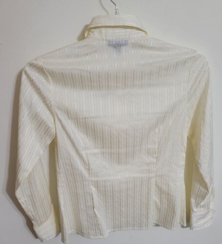 ALFANI Essentials Long Sleeve Cream Striped Blouse Women's Petites Size 2P - Picture 2 of 5