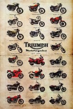 TRIUMPH MOTORCYCLES POSTER "1970 - 2009, 23 MODELS"- British Motorbikes & Cycles