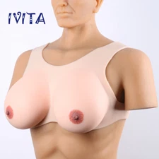 D-KK Cup Vest Straps Style Silicone Breast Forms Realistic Boobs Chest Enhancers