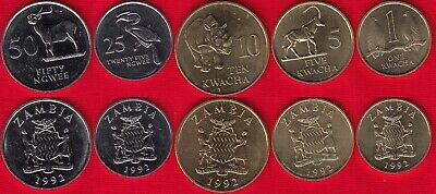 ZAMBIA 4 Coins set  world coins lot Africa wild animals new UNC
