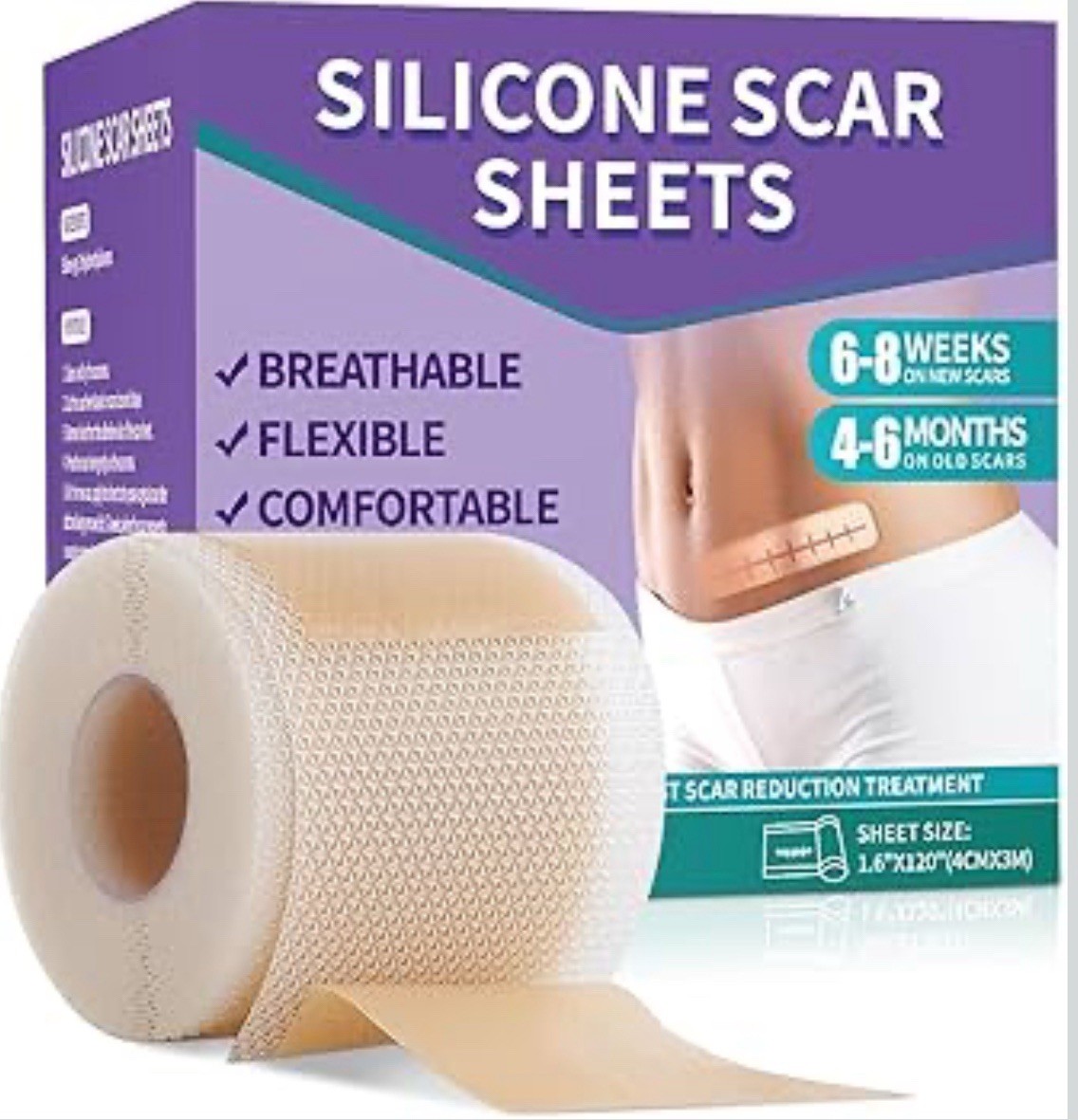 Medical Grade Silicone Scar Sheets 1.6” x 60” Roll Tape Professional Strips NWT