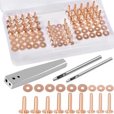 84Pcs Copper Rivets and Burrs 9 and 12 Burrs Setter Leather Rivets Fastener