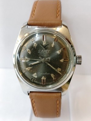 CAMY POPULAR 17J WINDING PATINA GRAY DIAL 6300 SWISS MEN'S WORKING CONDITION