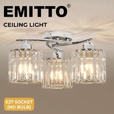 Emitto Crystal Ceiling Light 3 Light Semi Flush Mount Lamp E27 Chandelier Chrome
