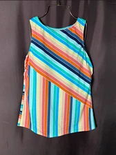 Land's End Women's 18 Chlorine Resistant High Neck Tankini Swim Top