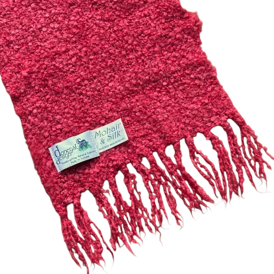 De colección DONEGAL DESIGN IRLANDA Mohair Seda Lana Flecos Bufanda DE COLECCIÓN Tejido Nubby Rosa Foto 3 de 4