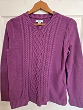 Croft & Barrow Sweater Womens PETITE Medium Purple Knit Long Sleeve