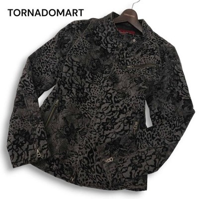 TORNADOMART Autumn/Winter Flower & Leopard Flocky All Over Pattern Riders Jacket
