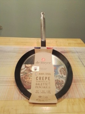 New De Buyer Carbon Blue Steel Crepe Tortilla & Pancake Pan 9.5'' Made in France