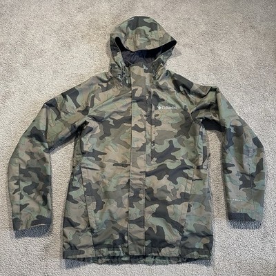 Columbia Omni-Tech Jacket Mens Extra Small Green Camo Interchange Full-Zip