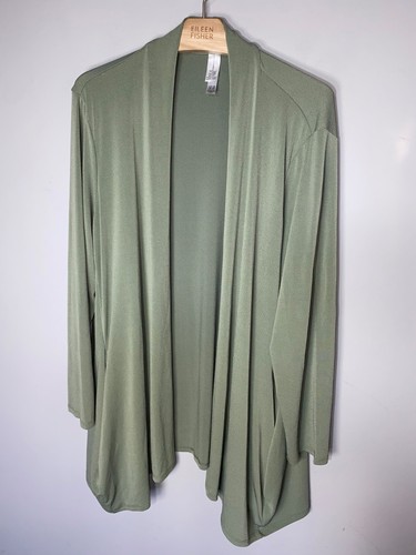 cardigan marla wynne vert sauge drop devant longue ligne poches taille 2XL UK 18 QVC - Photo 2/5