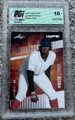 Ronald Acuna Jr. 2018 Leaf HYPE! #1 Only 5000 Made Rookie Card PGI 10