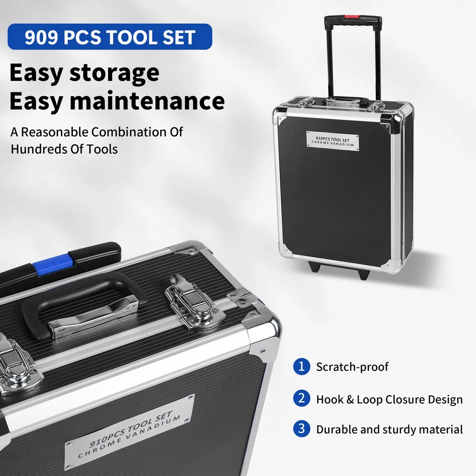 909 PCS Mechanics Tool Set Metal Case Socket Wrench Set Tool Kit - Image 4 of 4