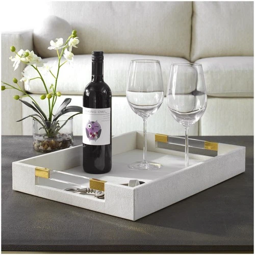 Uttermost 18060 Wessex 19"W Acrylic and MDF Tray - Brass / Clear / White - Picture 2 of 4