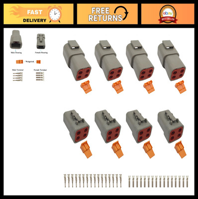 4 Sets 4 Pin Waterproof Automotive Connector Kit 25 Amp 10-14 AWG for Car, Truck
