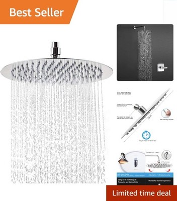 Elegant 12-Inch Chrome Rain Shower Head with Air-in Technology - Self-Cleaning