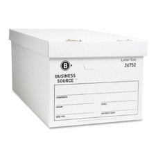 Business Source BSN26752 File Storage Box Stackable 10x12x24 White