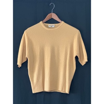 VTG 50s Moores Cashmere Short Sleeve Sweater M Camel Classic Preppy Midge Maisel