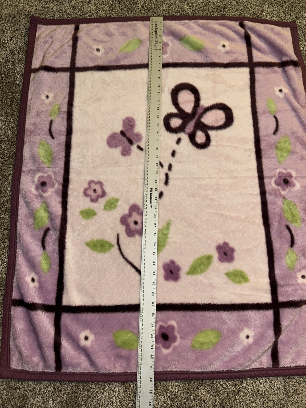 COCALO Purple Floral Butterfly Acrylic Baby Blanket