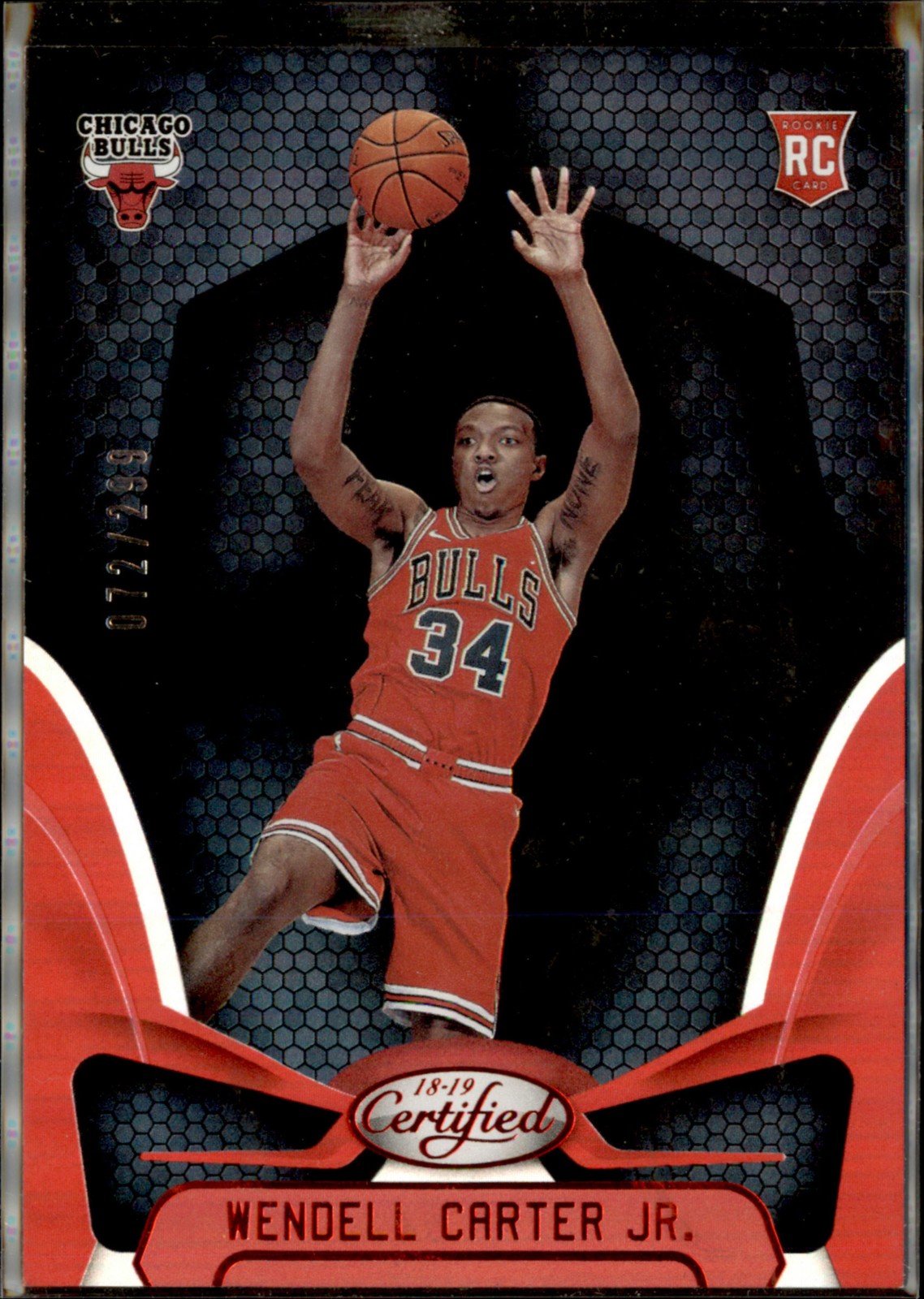 2018-19 Panini Certified #157 Wendell Carter Jr. Red #/299 3 4 A