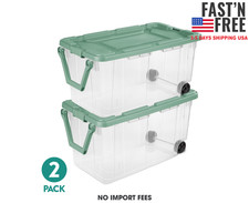Sterilite Extra-Large Wheeled Rugged Storage Bin, 160 Quart Durable Clear