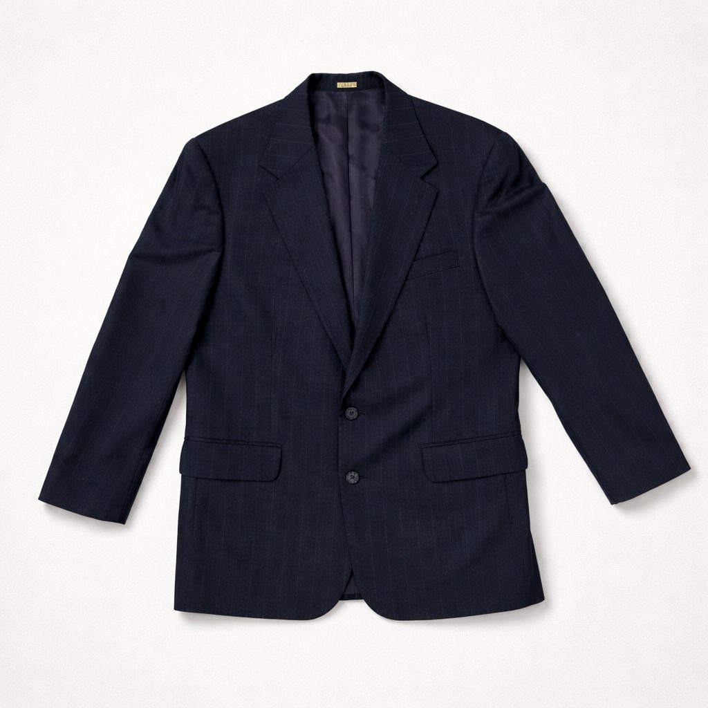 Men's Oscar De La Renta Navy Wool Pinstripe Suit Sz 42R coat / W36 Pants