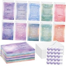 50 Sets Christian Greeting Cards Bulk with Envelopes - Watercolor