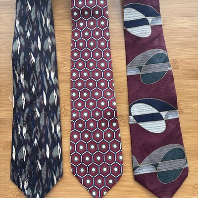 Tom James, Albert Nipon, Legacy By Belle,   Silk Ties Vintage 80 s Wide Ties