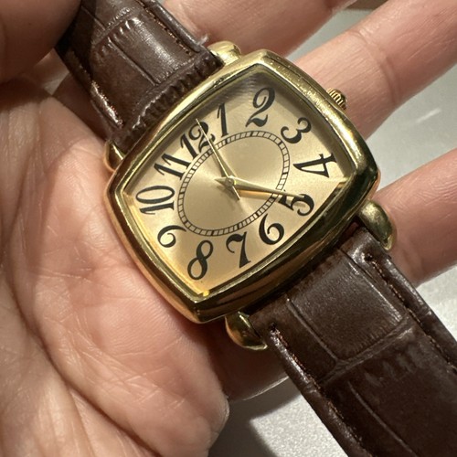 Funktionierende Damenuhr 37 mm braun rechteckig Uhr Schnalle Band Analog neue Batterie - Bild 6 von 7