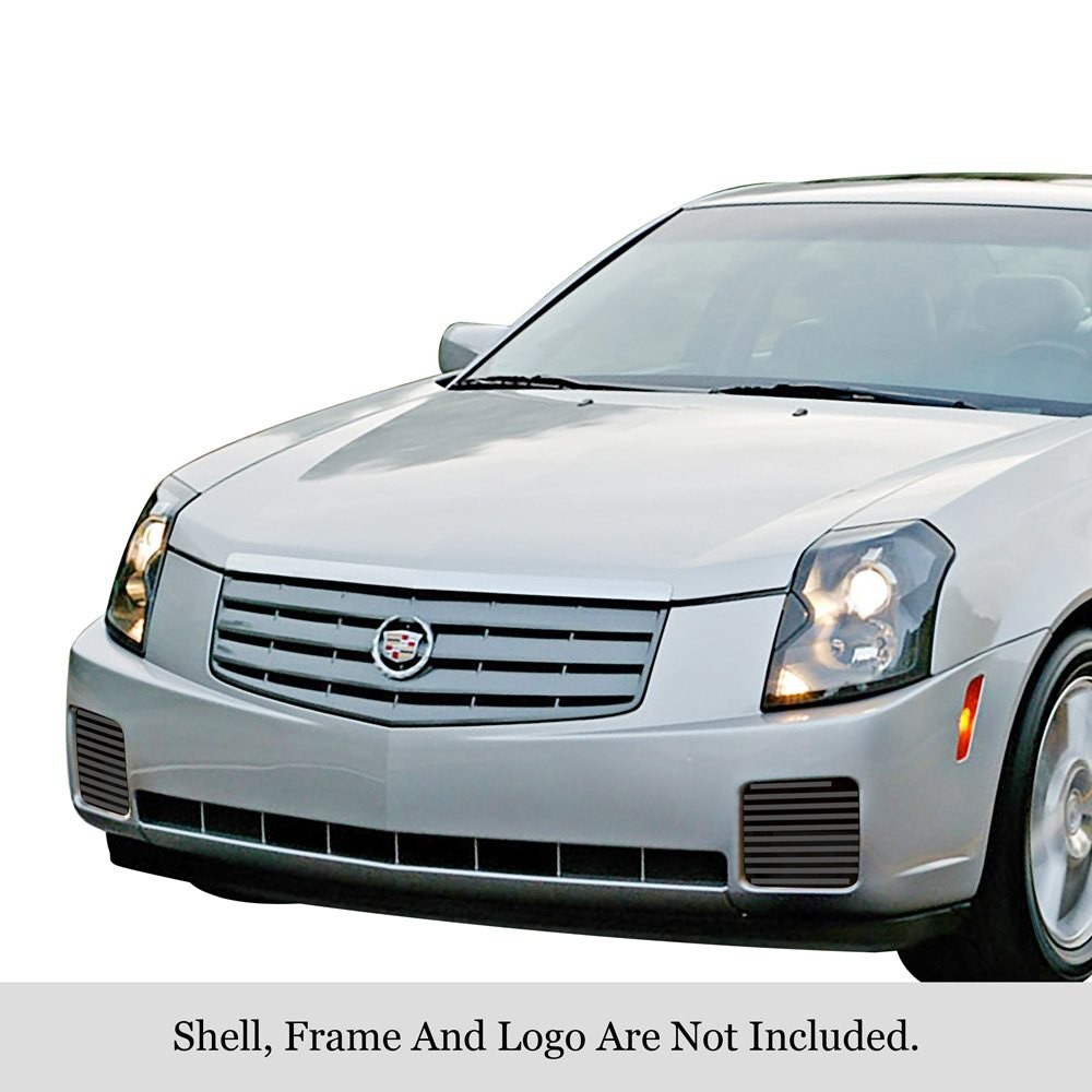 For Cadillac CTS 03-07 APG 2-Pc Black Horizontal Billet Fog Light Cover Grilles