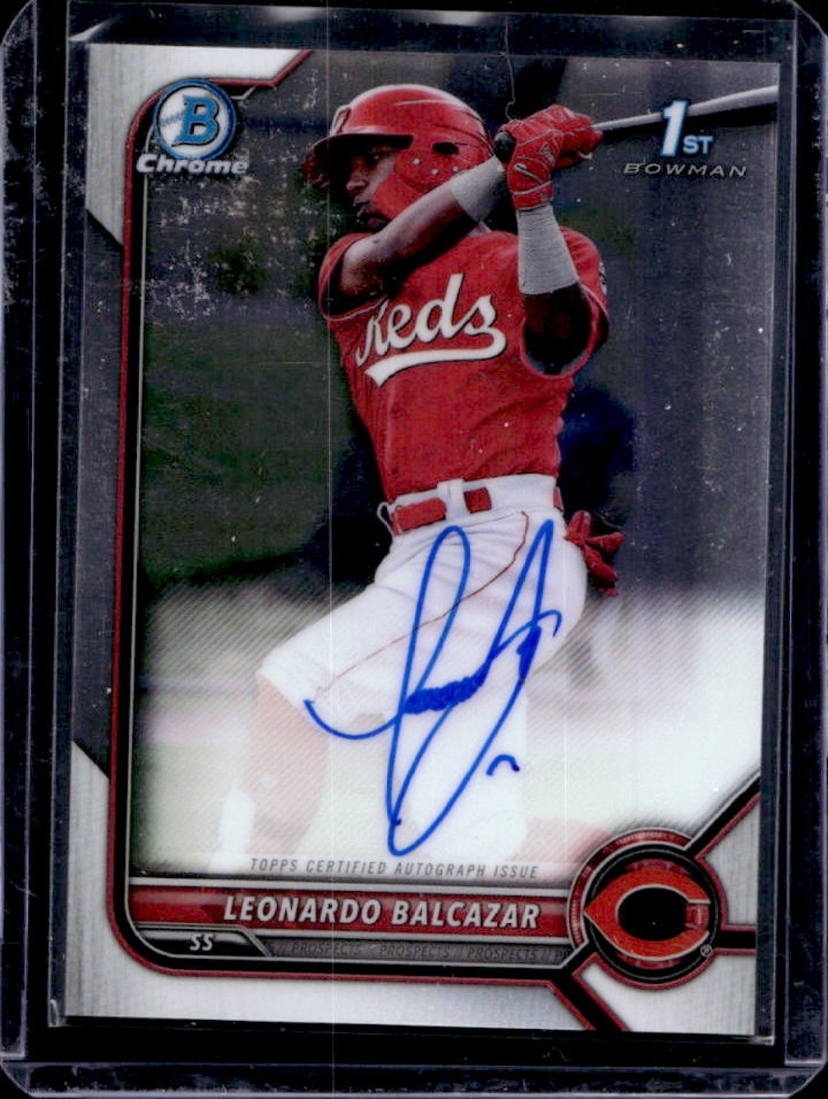 2022 Bowman Chrome Leonardo Balcazar Auto 1st #CPA-LB Reds