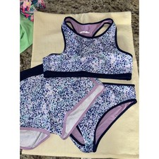 Eddie Bauer 3 Piece Reversible Swimsuit girls size 10-12 super cute great colors