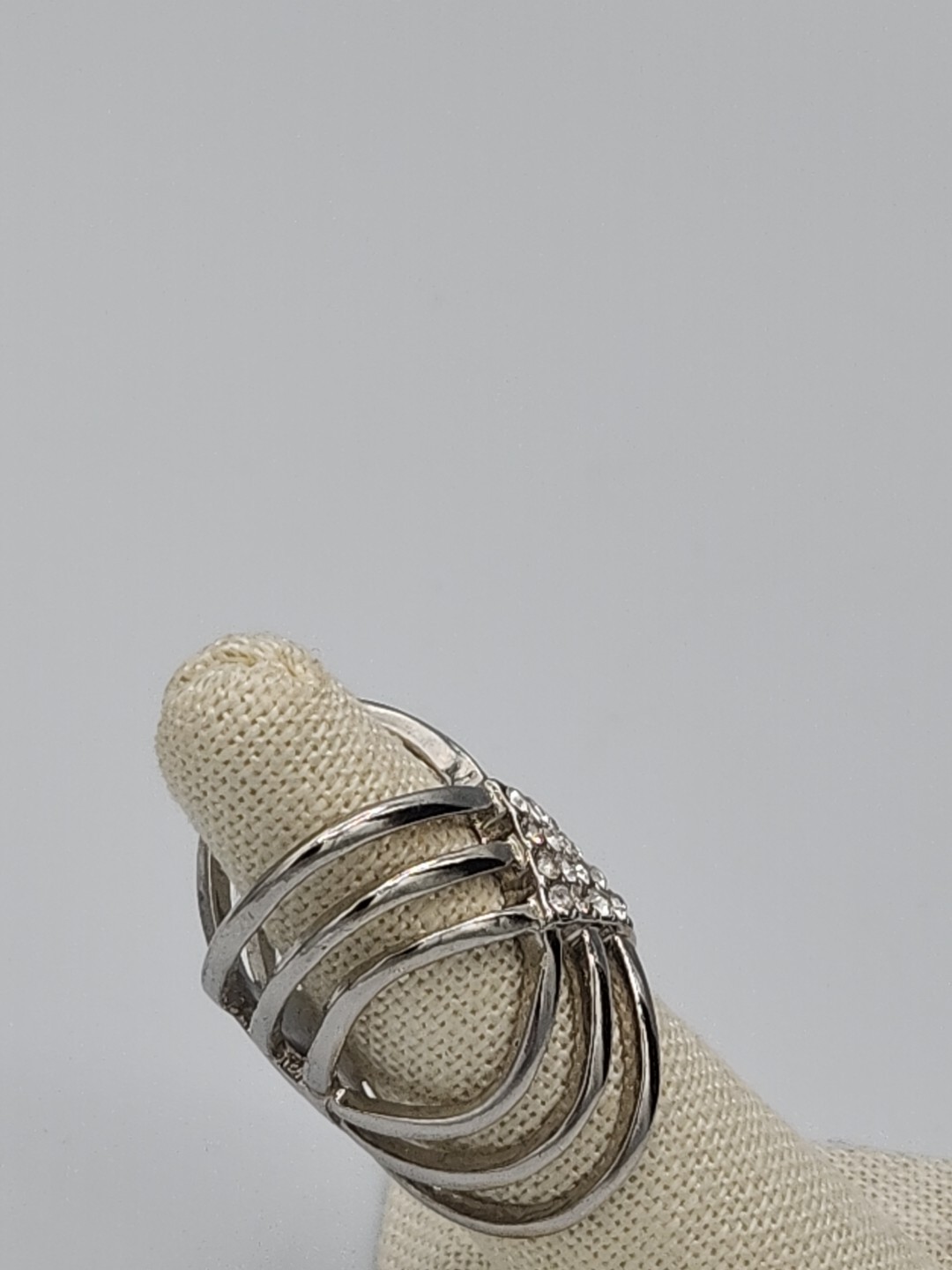 VTG Rhinestone Statement Ring Large Filigree Cock… - image 4