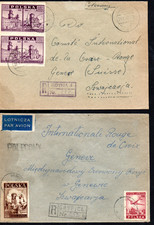 Poland 1947 Registered Cover to Geneva x 2