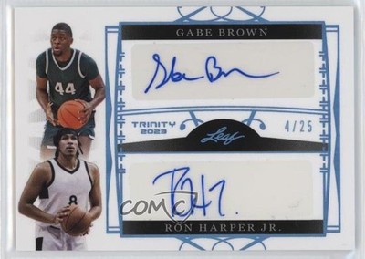 2022-23 Leaf Trinity Dual Holo Platinum 4/25 Gabe Brown Ron Harper Jr Auto 19ed
