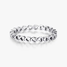Womans New Sterling Silver Heart Band Size 6.5