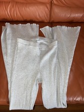 Aerie Ribbed Flare Pants Gray Lounge Comfort Yoga Dance Stretch Womens XS EUC