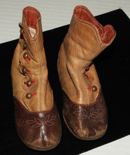 Antique Victorian Child Baby Toddler Doll High Top Button Boots Shoes