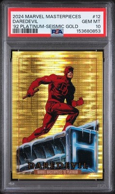 2024 UD MARVEL MASTERPIECES '92 PLATINUM SEISMIC GOLD #12 DAREDEVIL 7/92 PSA 10