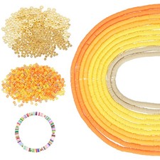 4900 PCS 10 Strands Polymer Clay Beads Gold Spacers Beads, 6mm Assorted Yellow