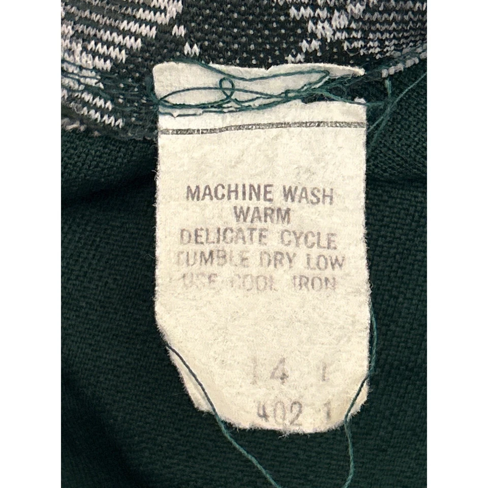 70s Green Plaid Prairie Maxi Dress Bow Neck Talon Zip Cottagecore Christmas - Image 4 of 4