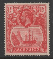 Ascension 1924 1½d King George V - Badge of St Helena Mint Hinged