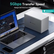 Aluminum 4 5 Bay Type C USB 3.0 Hard Drive Enclosure For 2.5/3.5" SATA HDD UK