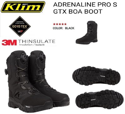 KLIM Unisex Adult Adrenaline Pro S GTX Boa Snowmobile Boots-Black