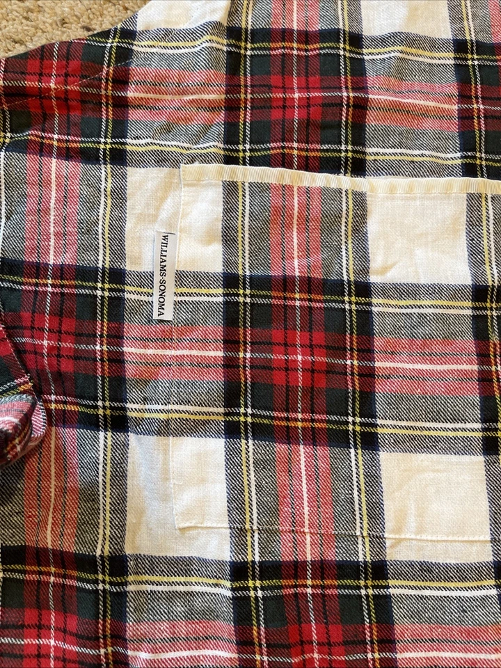 Delantal Williams Sonoma Tartán a Cuadros Rayas Adulto Vacaciones Navidad Nuevo con Etiquetas Atemporal Foto 3 de 4