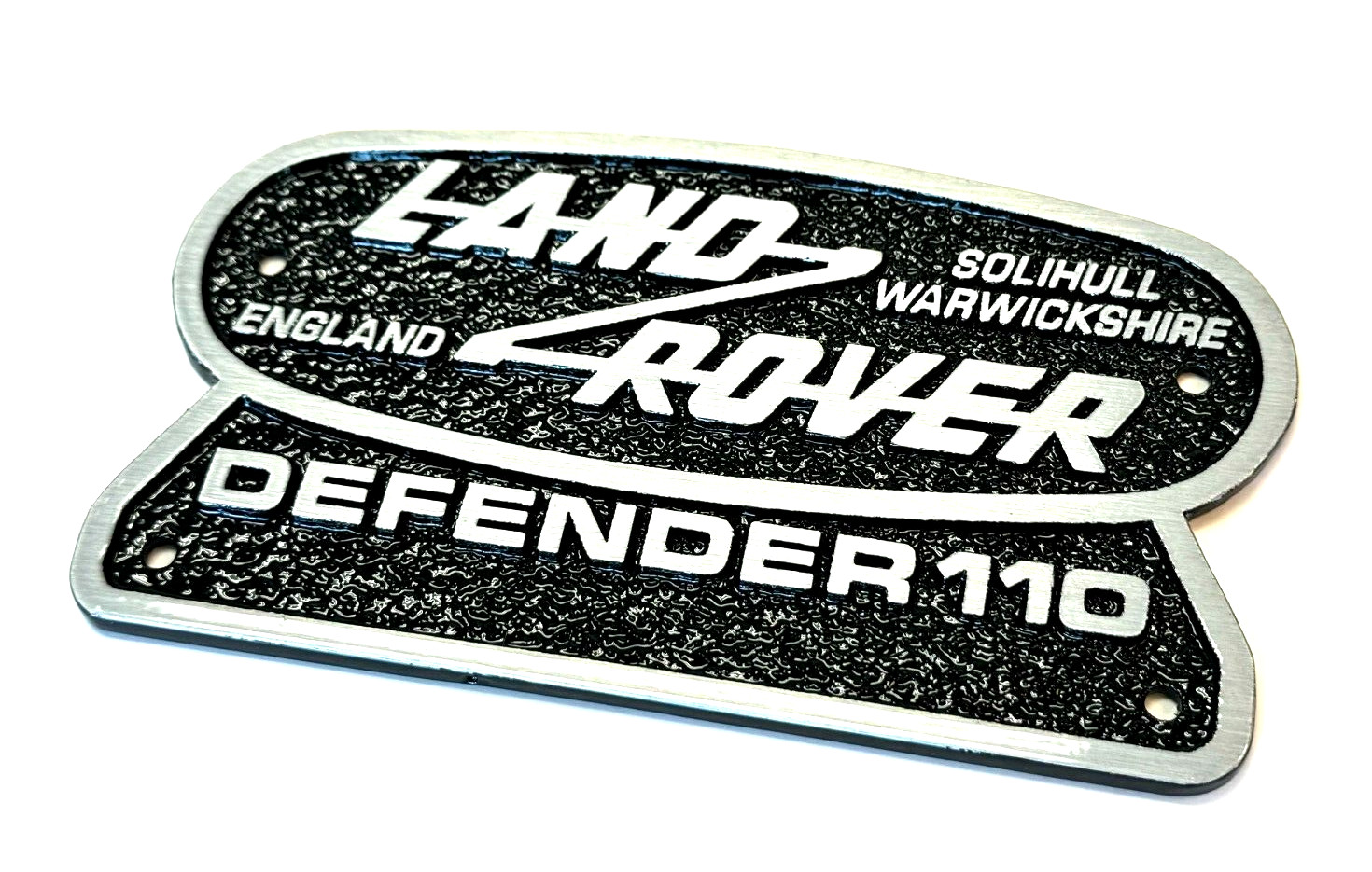 ALUMINIUM SOLID DIE-CAST LAND ROVER DEFENDER 110 SOLIHULL WARWICKSHIRE BADGE OEM
