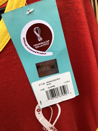 Camiseta Oficial Copa Mundial de la FIFA Qatar 2022 España Hombre Fútbol Talla XL NUEVA CON ETIQUETAS - Imagen 3 de 8